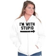 thumbnail image 4 of I'm With Stupid Classic Rude Insult Unisex Fleece Graphic Zip Up Hoodie Brisco Brands 3X, 4 of 5