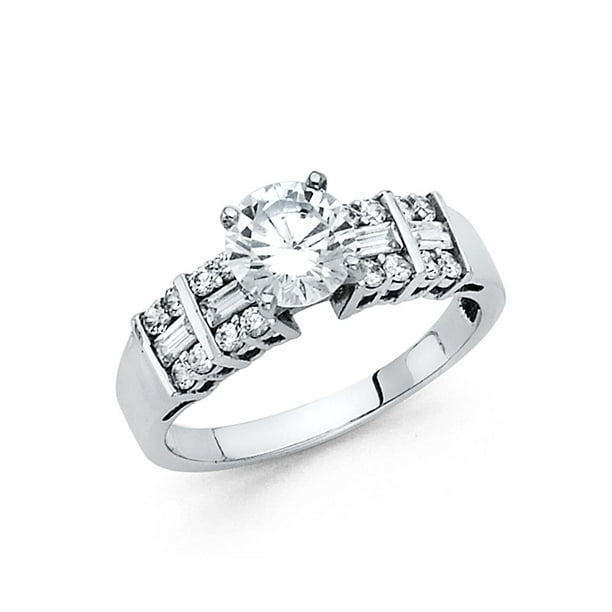 AA Jewels - Solid 14k White Gold Cubic Zirconia CZ Engagement Ring Size ...