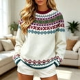 thumbnail image 2 of Fair Isle Sweater Cable&nbsp;knit Soft Basic Oversized Nordic Sweaters Old&nbsp;money&nbsp;sweater Pullover Loose Fit Long Sleeve Tops Fall Fashion Outfits Christmas Sweatshirts No Hood, 2 of 3