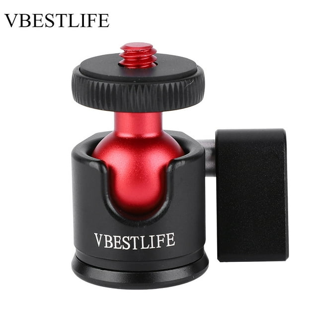 VBESTLIFE - Mini cabezal esférico giratorio de 360 grados de metal con montaje de tornillo de 1/4" para luz de relleno de cámara DSLR