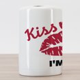 thumbnail image 3 of 30th Birthday Ceramic Toothbrush Holder, Kiss Me I'm 30 Slogan Words with Lips Hand Writing Stencil Art Print, Decorative Versatile Countertop for Bathroom, 4.5" X 2.7", White Black Red, 3 of 4