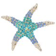 thumbnail image 1 of Broche pentagramme strass étoile de mer vêtements accessoires décorations bleu océan, 1 of 4