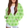 thumbnail image 2 of Riecok Kids Zip up Jacket with Pocket Long Sleeve Zip up Cute Print Fall Soft Comfy Coat for Boys Girls Green 4 Years, 2 of 4