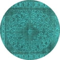 thumbnail image 1 of Ahgly Company Indoor Round Oriental Turquoise Blue Industrial Area Rugs, 8' Round, 1 of 4