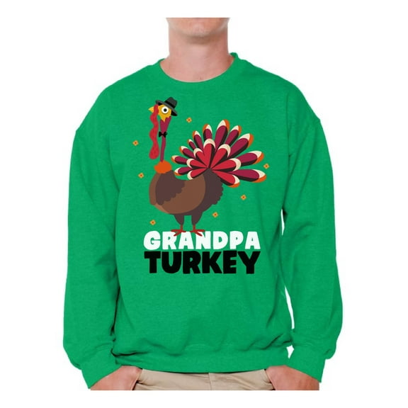 Awkward Styles Thanksgiving Crewneck Top Grandpa Turkey Sweatshirts for Men