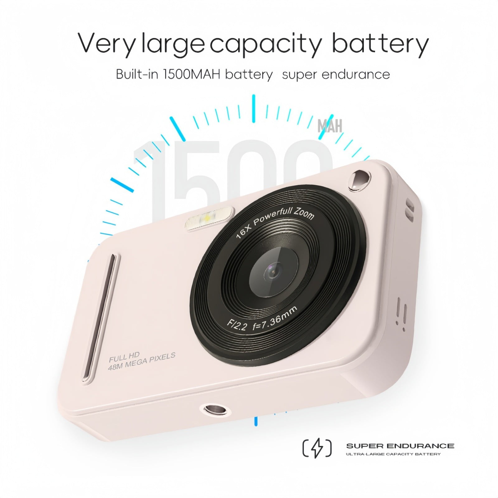 Digital Camera 48MP 16x Zoom with Anti-Shake, Portable Compact Camcorder for Beginners, Photography & Video Recording（32GB of built-in memory）