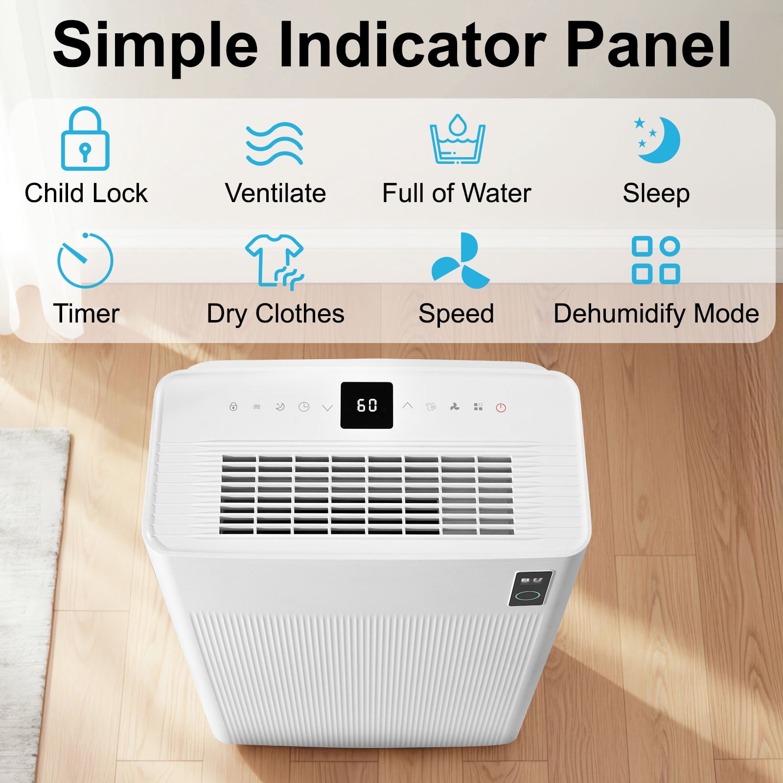 70 Pint Basement Dehumidifier for Home – Covers up to 4500 Sq.Ft, 3 Modes with Intelligent Humidity Control, Continuous Drain Hose, Quiet Operation, Dry Clothes, 24HR Timer