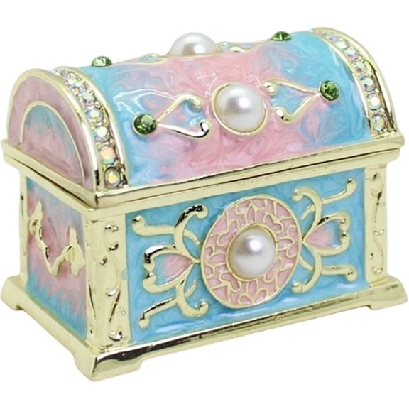 Wiywef Decorative Trinket Box, Vintage Jewelry Box Small Treasure Chest Shape Jewellery Box, Trinket Storage Organizer Case for Rings Earrings Necklace, Keepsake Gift Box