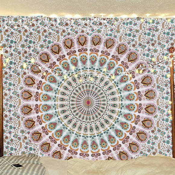 Mandala de pared con diseño de pavo real de Bless International, 137 x 152 cm