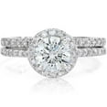 thumbnail image 2 of Pompeii 1 1/6ct Round Diamond Halo Engagement Ring Set 14K White Gold (G/H,SI2-I1), 2 of 3