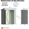 thumbnail image 2 of LiteHaven Outdoor Storage Shed Lockable Metal Garden Shed Steel Anti-Corrosion Storage House with Single Lockable Door for Backyard Outdoor Patio Gray 5'x3', 2 of 8