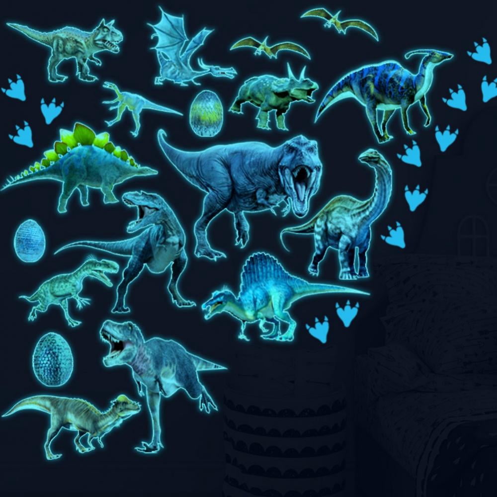 Dinosaur Wall Stickers Decals for Boys Room,Glow in The Dark Dinosaur Wall Decals Ceiling Stickers for Kids Bedroom, Wall Decor Kids Birthday Christmas Gift