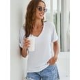 thumbnail image 6 of Tinglu Women's Cozy T-Shirt Loose Tops Tees Female V-Neck Shirts, 6 of 8