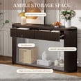 thumbnail image 3 of GZXS 2-Tier Console Table with Three Drawers, 59" Oval Accent Table with Fluted Legs and Bottom Storage Shelf, Entryway Sofa Table in Espresso, Easy Assembly, 3 of 10