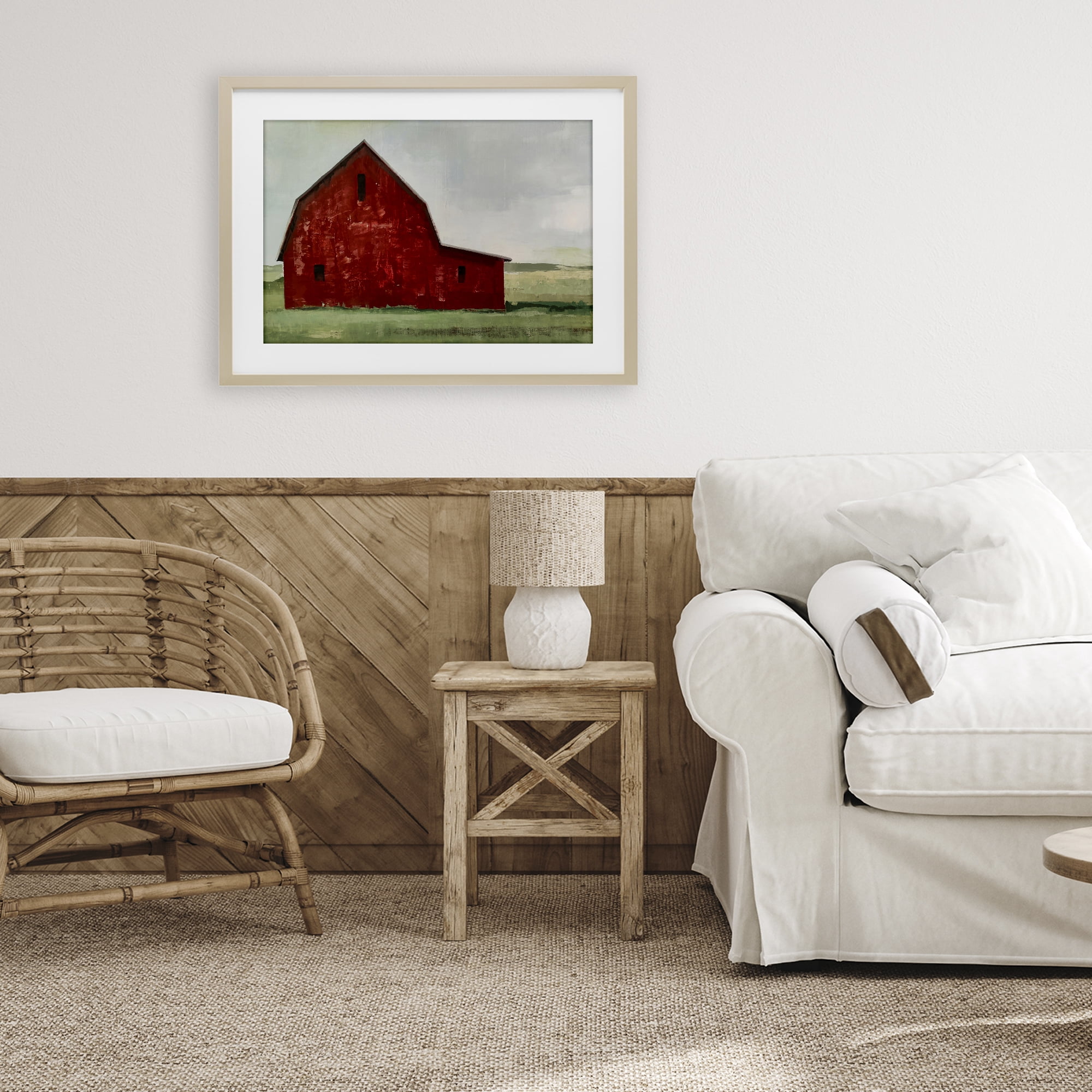 Stupell Industries Red Weathered & Wise Barn Birch Framed Print Under Glass, design by Max Maxx