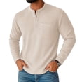 thumbnail image 2 of Men's Henley Shirts Casual Long Sleeve Waffle T-Shirts Button Up Pullover Tee, 2 of 3