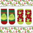 thumbnail image 6 of Dr. Seuss The Grinch Socks Adult Christmas Holiday No-Show Ankle Socks 2 Pairs For Women or Men, 6 of 8