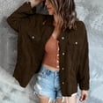 thumbnail image 2 of Uhndy Winter Jackets Coats for Women, Women Sexy Solid Buttons Corduroy Pocket Crop Workout Long Sleeve Loose Casual Coat Tops Jaket Outwears Christmas Gifts for Women, 2 of 4