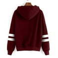 thumbnail image 3 of Womens Hoodies Casual Long Sleeve Drawstring Waffle Pullover Tops Loose Hooded Sweatshirt with Pocket Wine S, 3 of 4