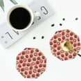 thumbnail image 4 of Lsque Cute Strawberry Pattern 4" Drink Coasters Set of 4, PVC Leather Absorbent Coasters, Table Coaster Set Decorative Coffee Cup Coasters Housewarming Gift -Octagon, 4 of 6