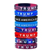 JHIALG 8 Pack Trump 2024 Silicone Bracelet PartyFavor Keep America GreatWristband
