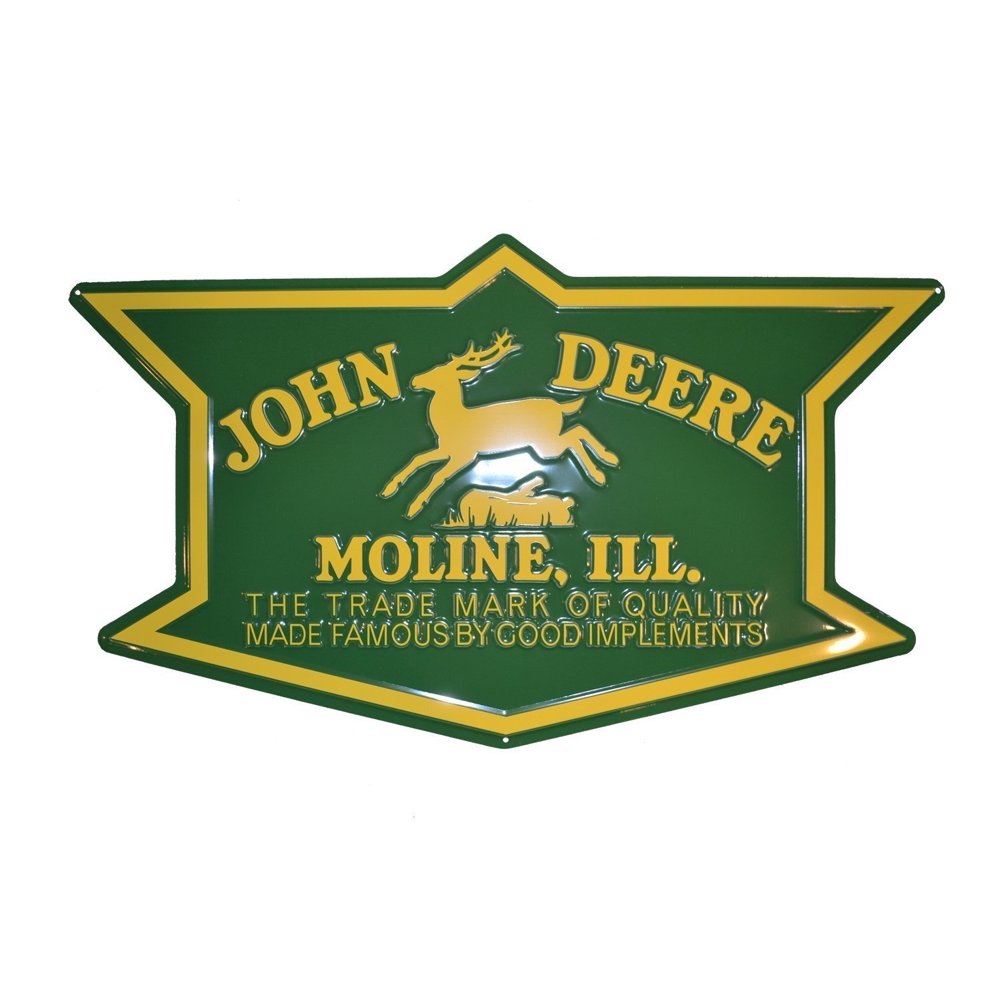 John Deere Metal 1912 Logo Embossed Sign Green, Licensed Product By