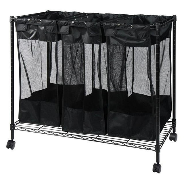 Organisateur de Rangement Triple et Trieur de Lessive, Noir