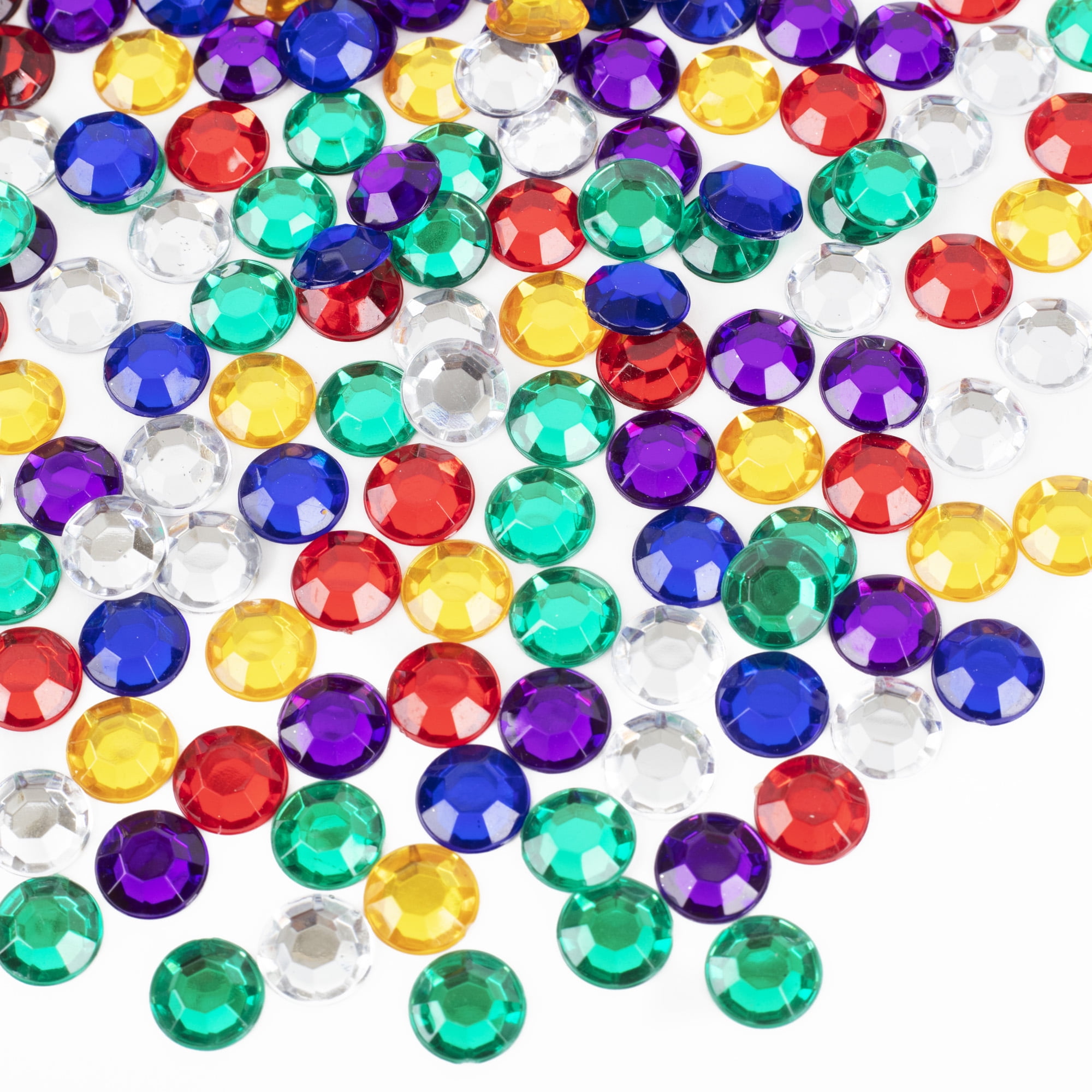 Hello Hobby Rainbow Plastic Flatback Jewels, Assorted Colors, 12 oz Tub