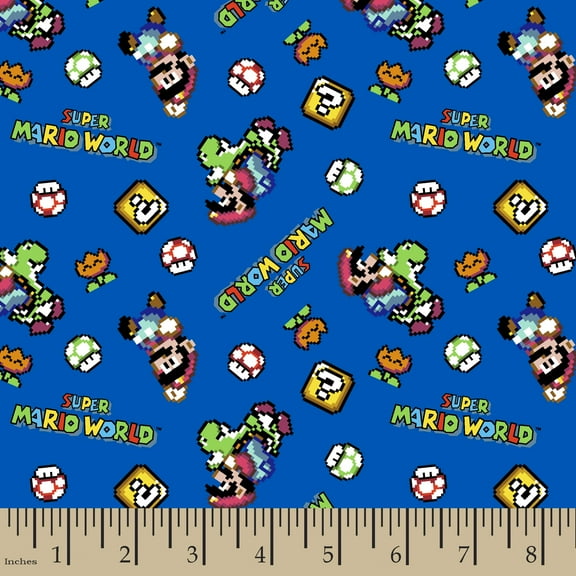 Springs Creative 18" x 22" Cotton Nintendo Super Mario Retro Toss Precut Fabric for Sewing & Craft