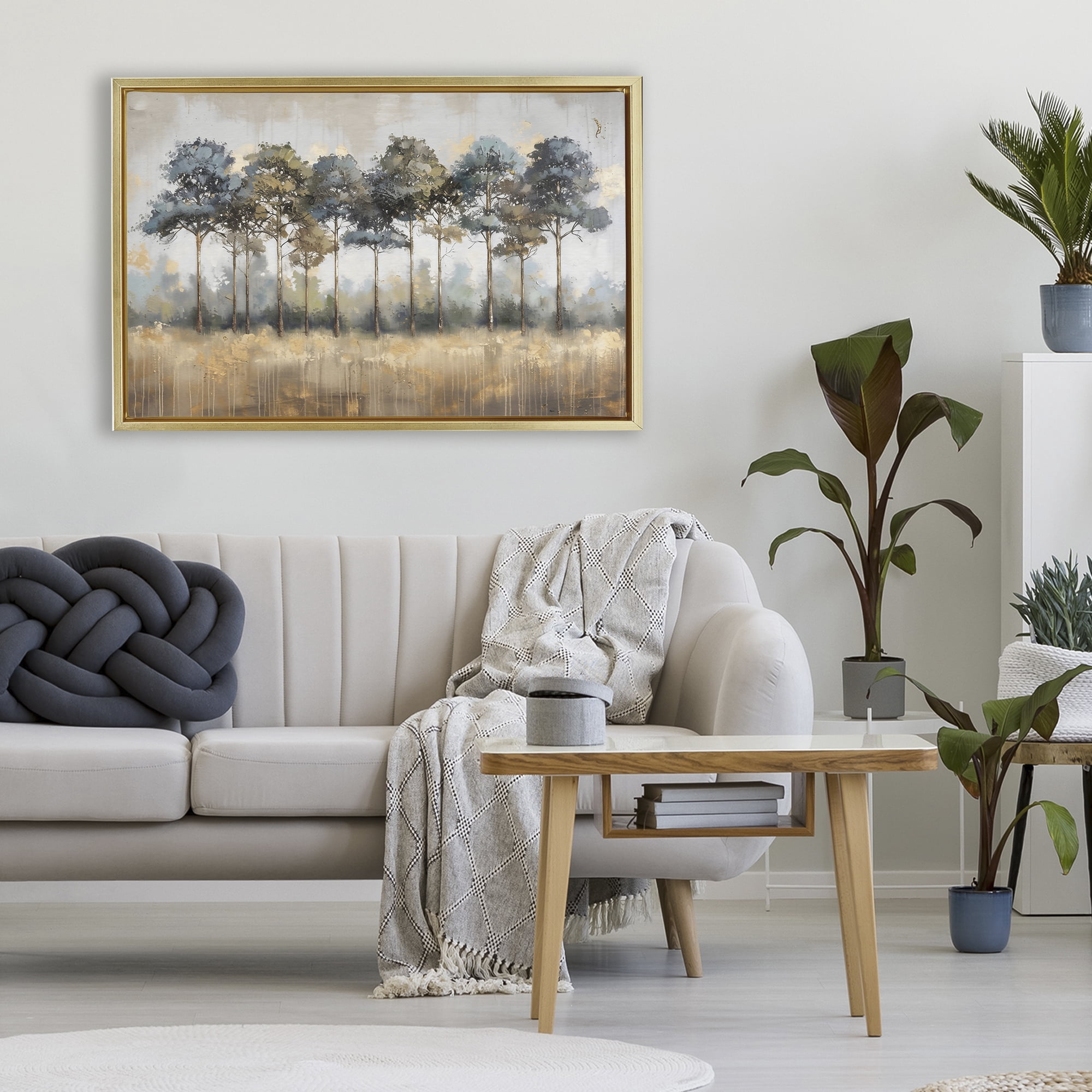 Stupell Industries Green & Blue Forest Grove Gold Framed Floater Canvas Wall Art, design by Creative Studio