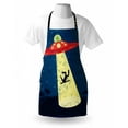 thumbnail image 3 of Outer Space Apron Distressed Graphic of an Alien Abduction of Human Science Fiction Image, Unisex Kitchen Bib Apron with Adjustable Neck for Cooking Baking Gardening, Blue and Yellow, by Ambesonne, 3 of 3