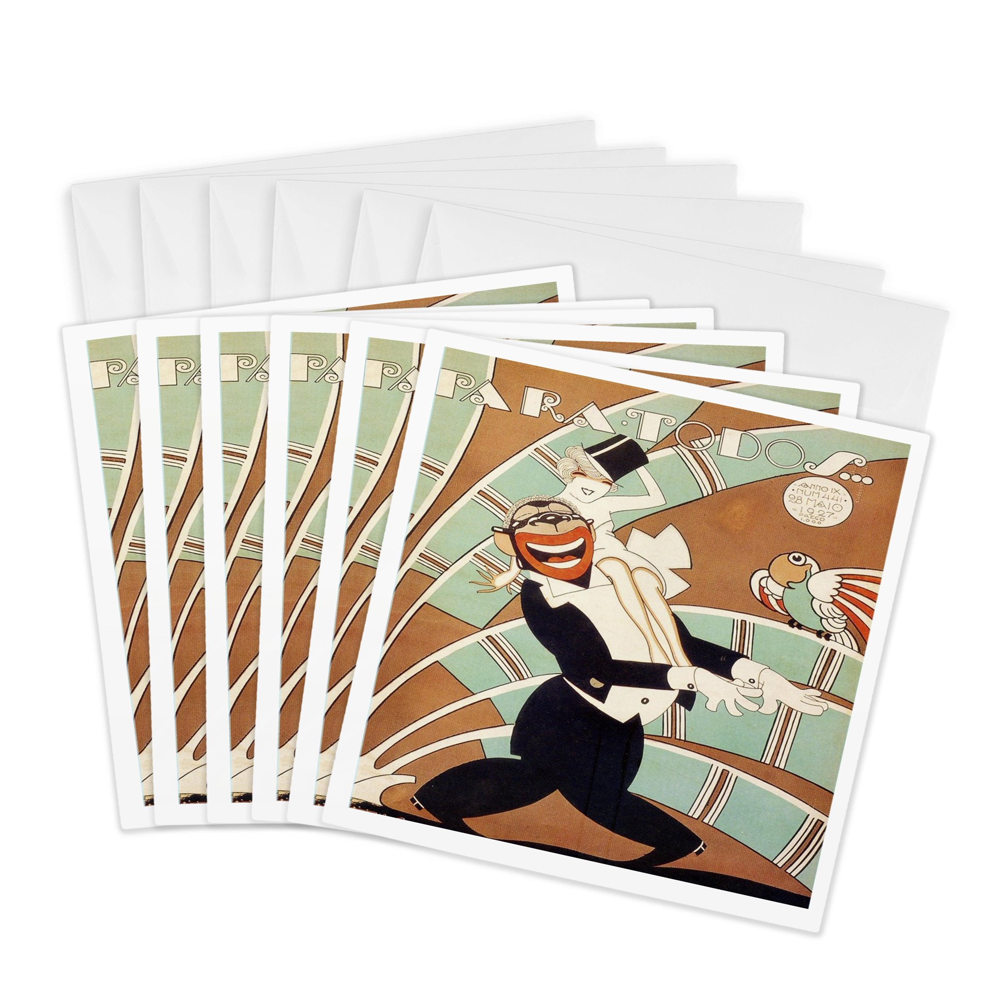3drose Art Deco Show Poster 6 Greeting Cards with Envelopes