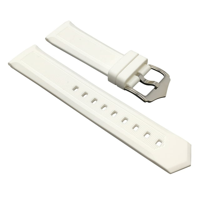 14mm Silicone Watch Bands - Soft Rubber Replacement Watch Straps - Smooth and Ribbed - Waterproof - Stainless Steel Buckle - Many Colors