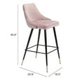 thumbnail image 5 of Piccolo Barstool Pink Barstool, Modern Style, Soft and smooth velvet fabric, Plywood, Indoor Bar, 5 of 10