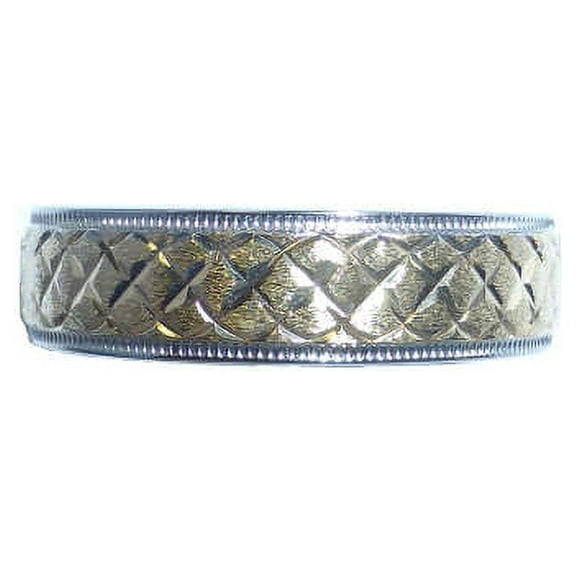 6mm Sterling Silver with 18KT Yellow Gold Crisscross Design by Brilliance Fine Jewelry