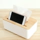 thumbnail image 2 of Caja de pañuelos de madera maciza, multifuncional, para coche, servilleta de baño, caja de pañuelos de madera de estilo plástico, 2 of 4