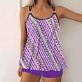 thumbnail image 2 of Wyobmus Womens Vintage Tankini Swimsuits 2 Piece Bathing Suit Tummy Control Flowy Double Straps Tankini Tops With Boyshorts Purple, 2 of 5