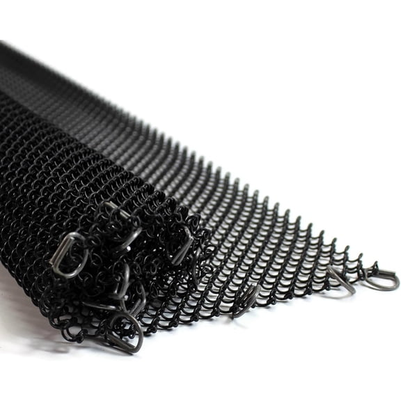 Fireplace Screen Mesh Curtain 18" High   Two 24" Wide Panels (Black)