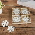 thumbnail image 4 of 24 Pieces White Wooden Snowflake Ornaments - 3 Inch Christmas Tree Decorations in 4 Styles, for Winter Home Garland and Holiday Crafts, Festive Decor, 4 of 5