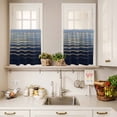 thumbnail image 3 of Abstract Golden Curtain Valances Set Water Wave Blue Ocean Sunrise Horizon Kitchen Curtains 36&nbsp;inch Length Rod Pocket Valance and Tiers 3 Piece Set Small Bedroom Bathroom Laundry Decor, 3 of 9