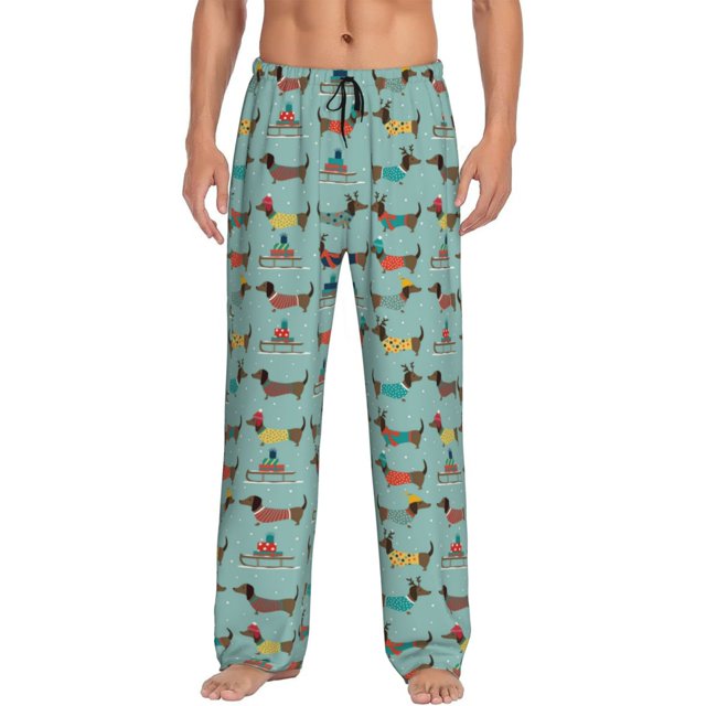 Balery winter ski Dachshund Pantalones de pijama para hombre, pijama ultraligero, pantalón de descanso-Medium