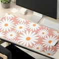 thumbnail image 6 of Daisy Floral Desk Mat 35.4"x15.7" White Daisy Flower Mouse Pad Cute Pink Keyboard Mat Non-Slip Rubber Base with Stitched Edges Desk Mat Large Extended Mousepad Protector for Home Office Gamer Worker, 6 of 7
