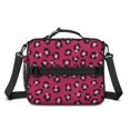 thumbnail image 2 of Black and Pink Leopard Print Insulated Lunch Bag with Shoulder Strap and Bottle Holder,Bento School Lunch Bag Box,11x9.5x3.5 Inches, 2 of 5