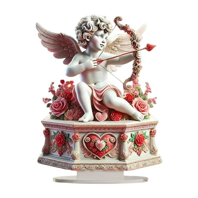 Estatua de escritorio para el día de San Valentín, adorno acrílico plano 2D, figura de amor de pareja hecha a mano moderna para regalos, exhibición en