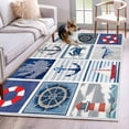thumbnail image 5 of Area Rug 48×72in, Nautical Anchor Swim Rings Compass Floor Carpet Living Room Rug, Retro Ocean Starfish Whale Non-Slip Welcome Mat Indoor Rugs for Bedroom Dining Room, 5 of 9