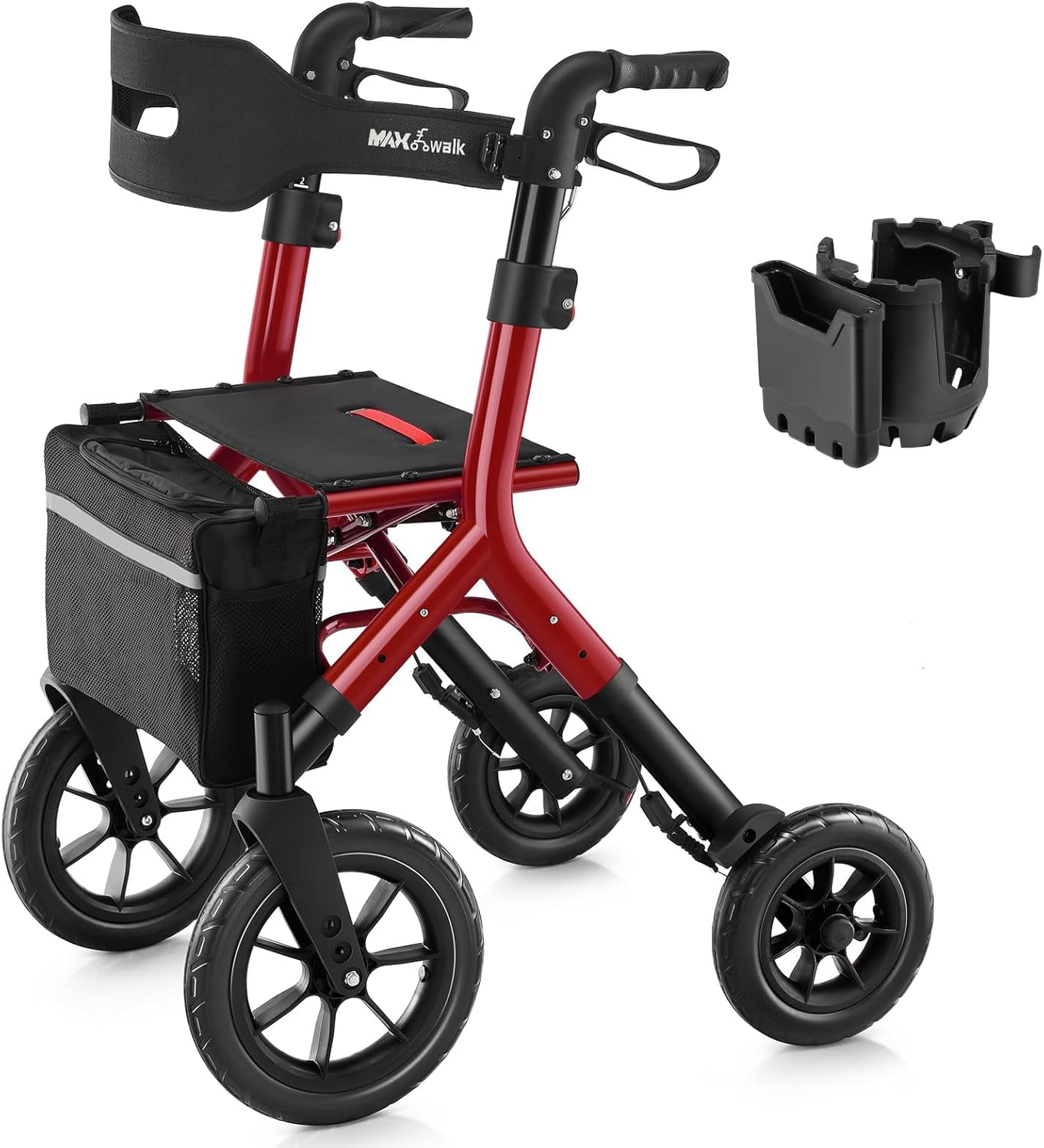 Déambulateur Pliable Réglable Avec Roues Pneumatiques Et Siège – Neuf