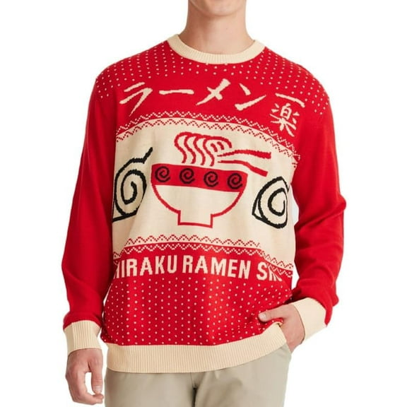Ripple Junction Naruto Shippuden Men's Pullover Sweater Ichiraku Ramen Shop Bowl Anime Design