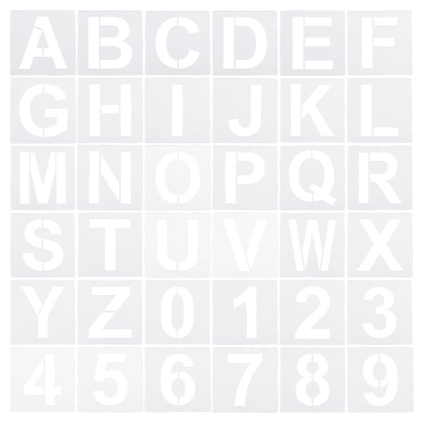 Plantillas de Letras y Números Uxcell de 4 pulgadas, Set Reutilizable de Plantillas de Números y Letras de 5" de Ancho, Paquete de 36
