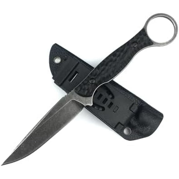 8.23in Fixed Blade Tactical Knife with Kydex Sheath, 3.46in Full Tang Stonewashed 8Cr13Mov Blade Nonslip G10 Handle, Vertical Carry for EDC Camping Hunting Fishing$$Other