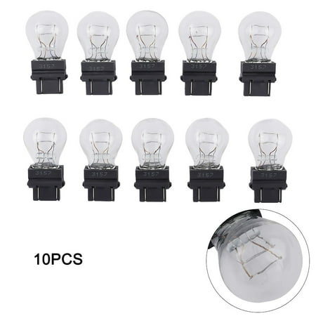 Baguer 10Pcs Car 3157 Brake Light Bulbs 12V 21W External Turn Signal Bulb Halogen Lamp Brake Light Amber White Tail Light 3057, 3155